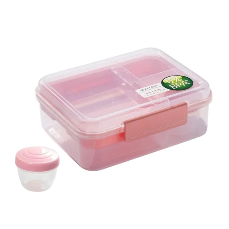 Vianda Recipiente Comida Almuerzo Libre Bpa 1,6lts Division Color rosa