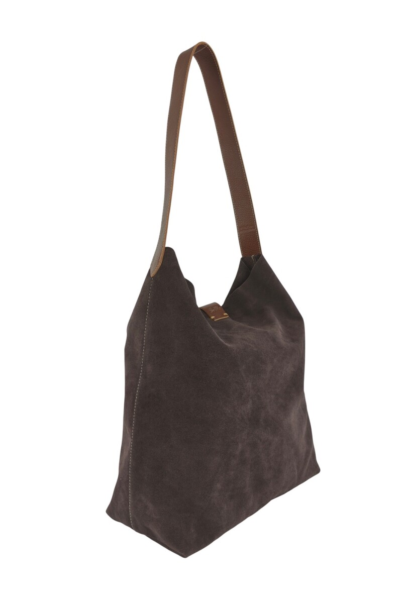 Tote bag de cuero con gamuza Chocolate