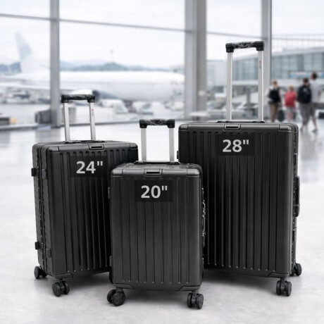 Set de Valijas Rígidas x3 con Ruedas 360° – Equipaje de Viaje Negra