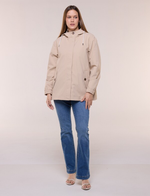 Gabardina Con Capucha Impermeable BEIGE