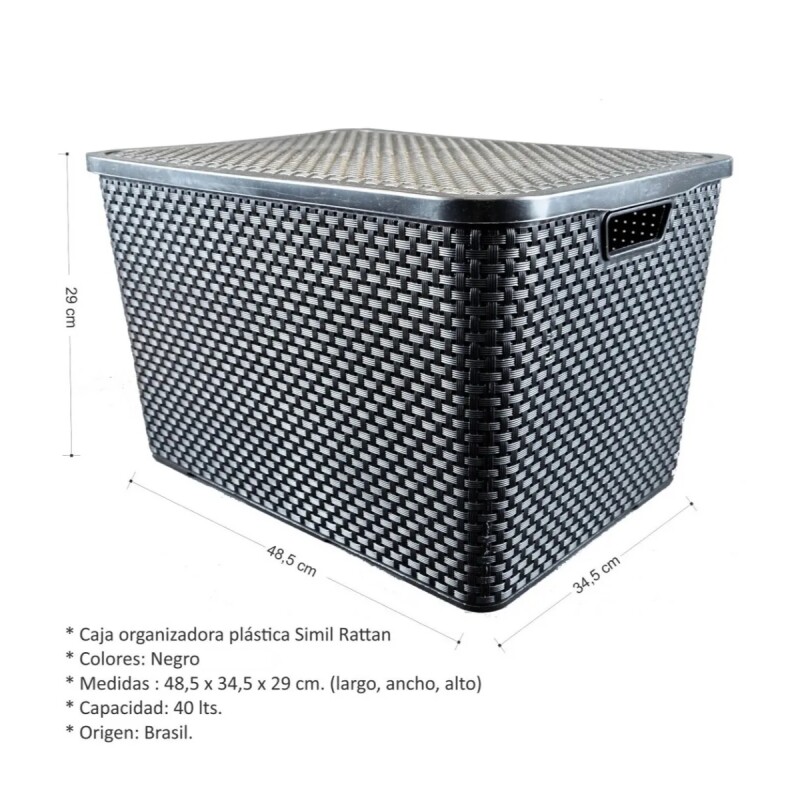 Set x6 Caja ratán 40 lts NEGRO