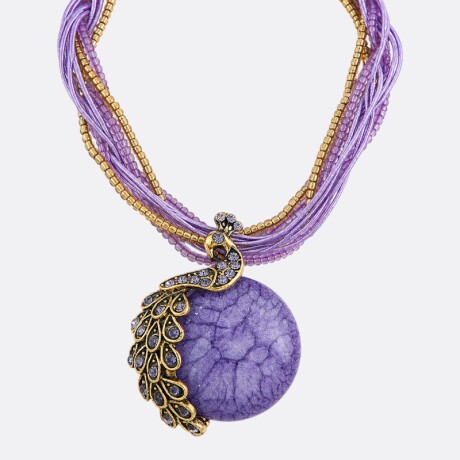 Collar Mujer Pavo Real Varios Colores Violeta