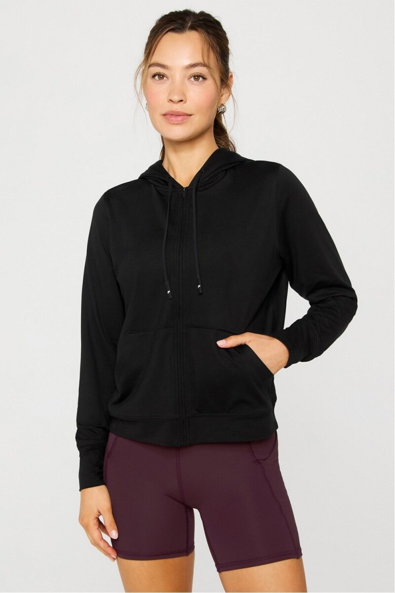 Polera Cloud Jersey Full Zip Hoodie Mujer - Black 