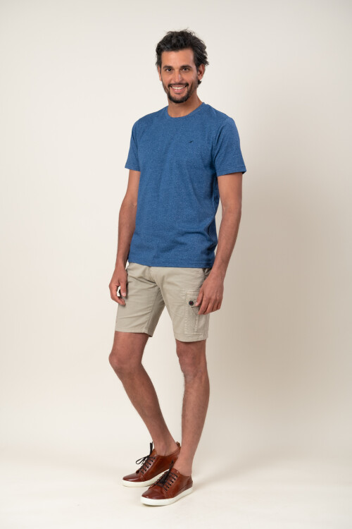 T-Shirt sin bolsillo y con logo Azul melange