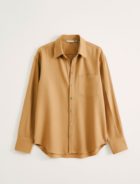 CAMISA DE MANGA LARGA EXTRAGRANDE MOSTAZA