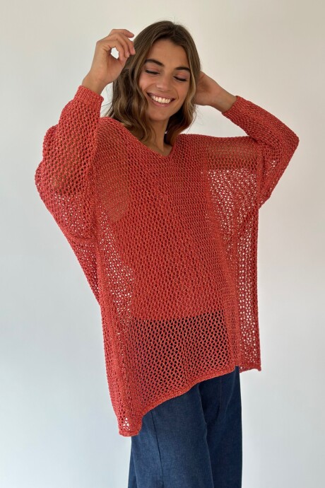 BUZO TEJIDO LUREX AMBAR Coral