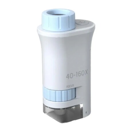 Mini Microscopio Didáctico 40-160X Portable p/Bolsillo Niños Celeste