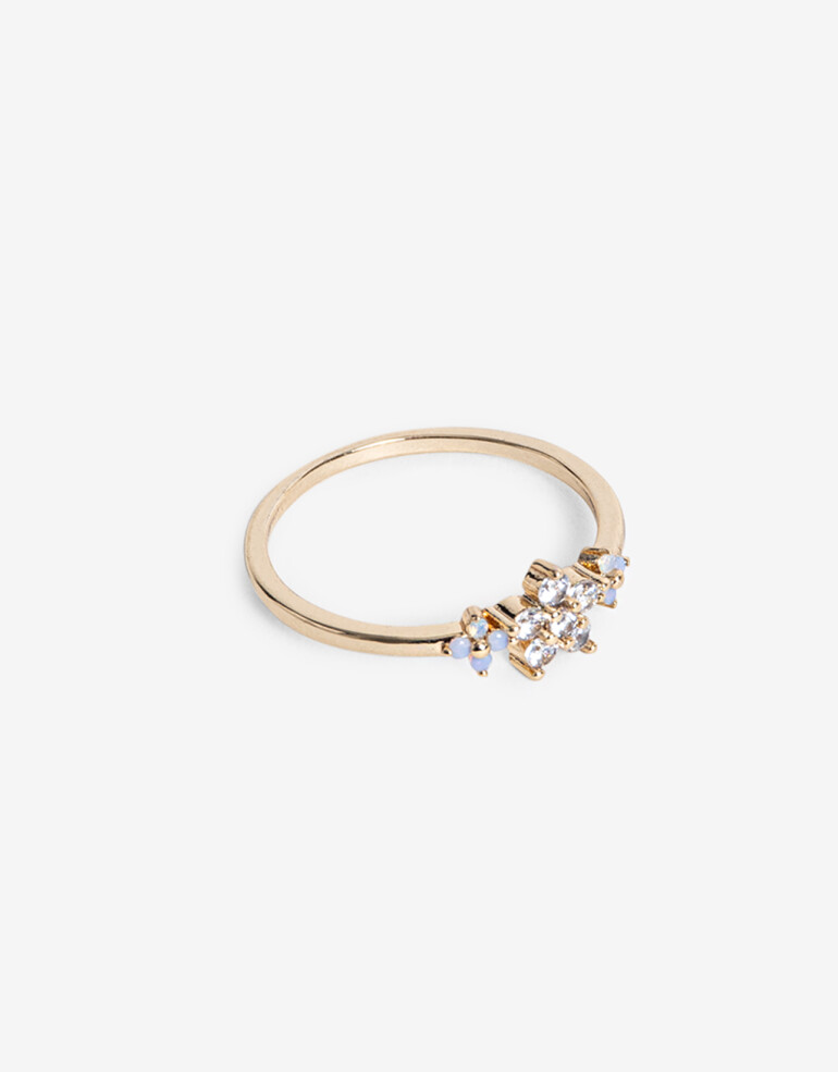 Anillos Chicos Strass Anillo Con Flores En Cubic - Dorado