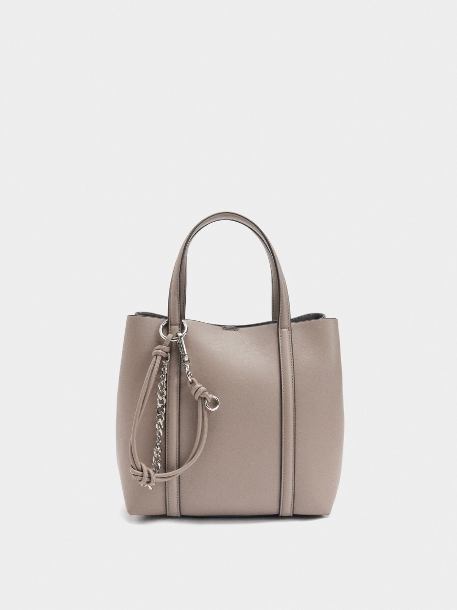 Bolso Tote Con Bandolera M - gris 
