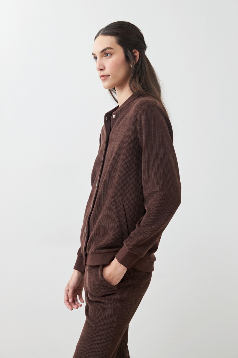Bomber c/ textura acanalada chocolate