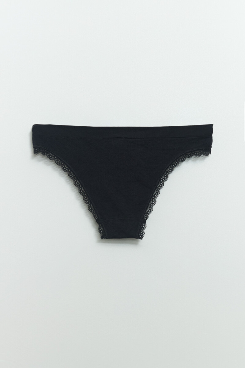 Bombacha bikini encaje microfibra Negra