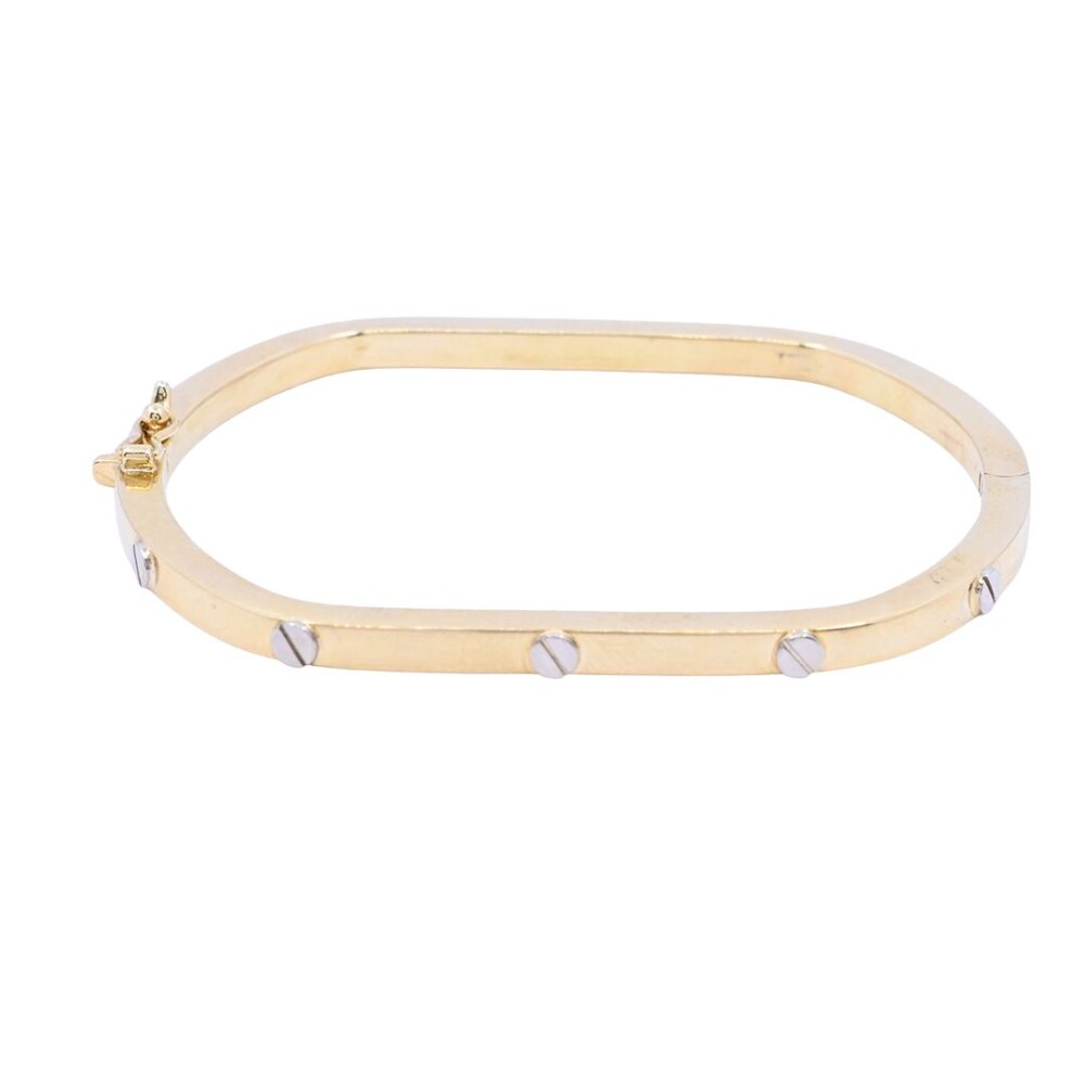 Pulsera oro 18 k rígida 2 tonos. Pulsera oro 18 k rígida 2 tonos.