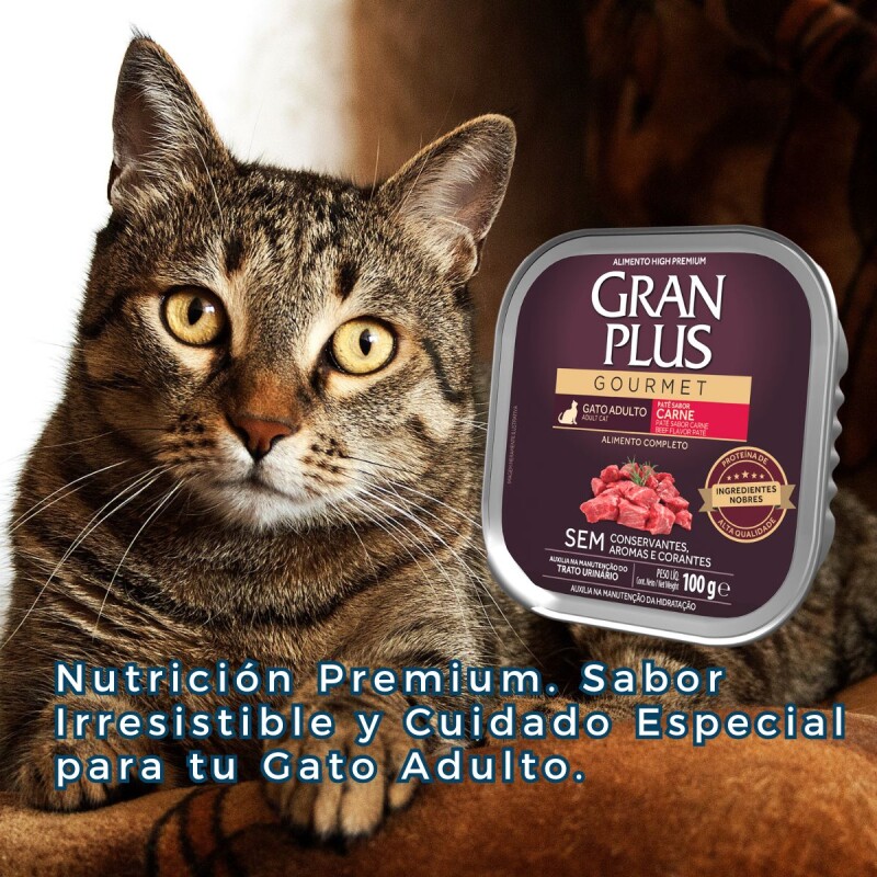 PATE GRAN PLUS GATO ADULTO CARNE 100 GRS PATE GRAN PLUS GATO ADULTO CARNE 100 GRS