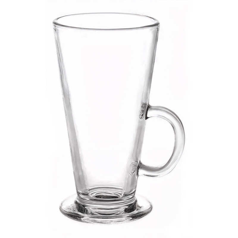 Taza de vidrio alta con asa 285ml TRANSPARENTE