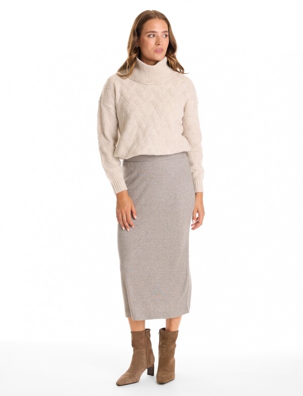 Falda Midi Tejida GRIS