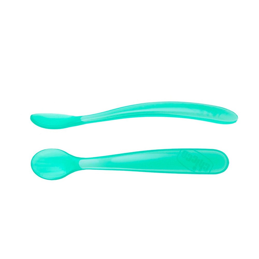 Set x2 cucharas silicona CHICCO verde agua