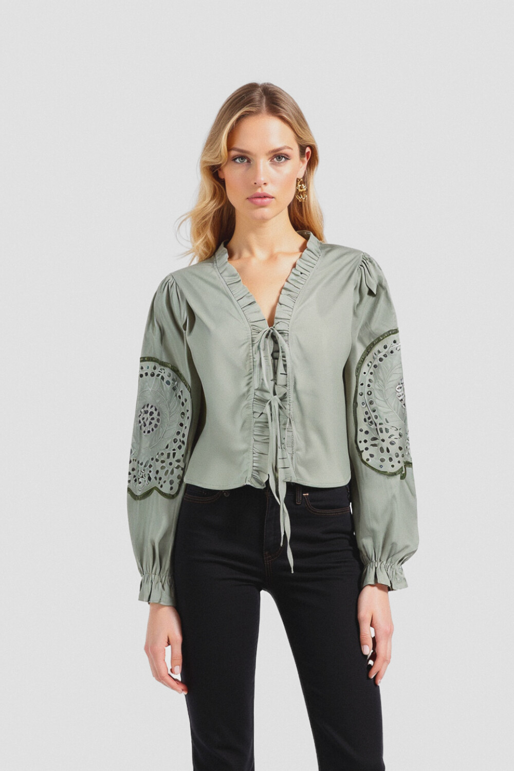 Blusa Vise Verde Grisaceo
