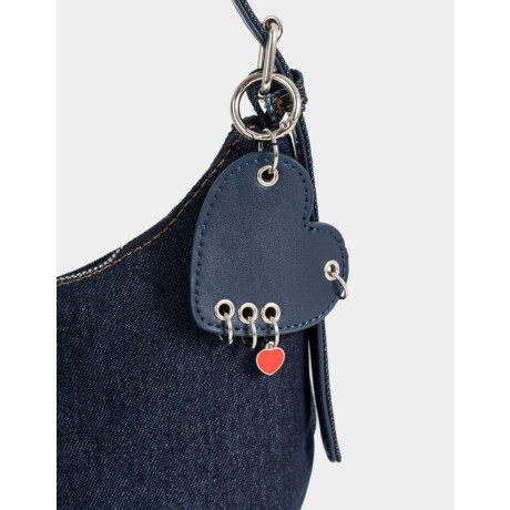 Bandolera Suede Con Charm Azul Gastado