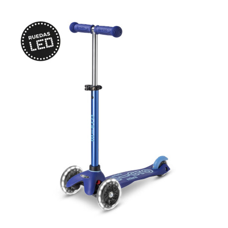 Monopatín Micro Mini Deluxe LED Ajustable con 3 Ruedas Azul