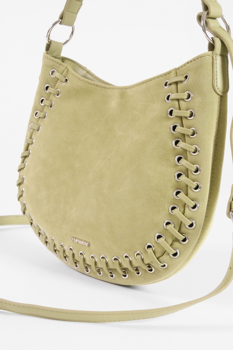 Cartera de hombro suede trenzado lima