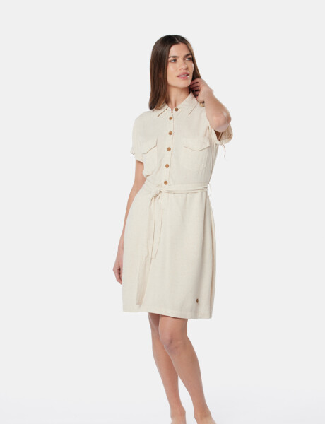 VESTIDO DE LINO Beige