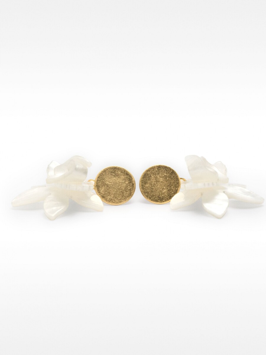 Pendientes Maxi Con Flor Marmoleada blanco
