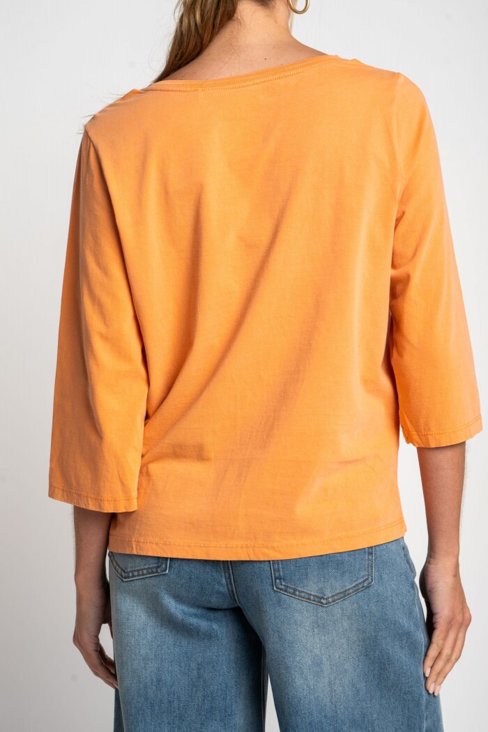 Remera Lavada Manga 3/4 Durazno