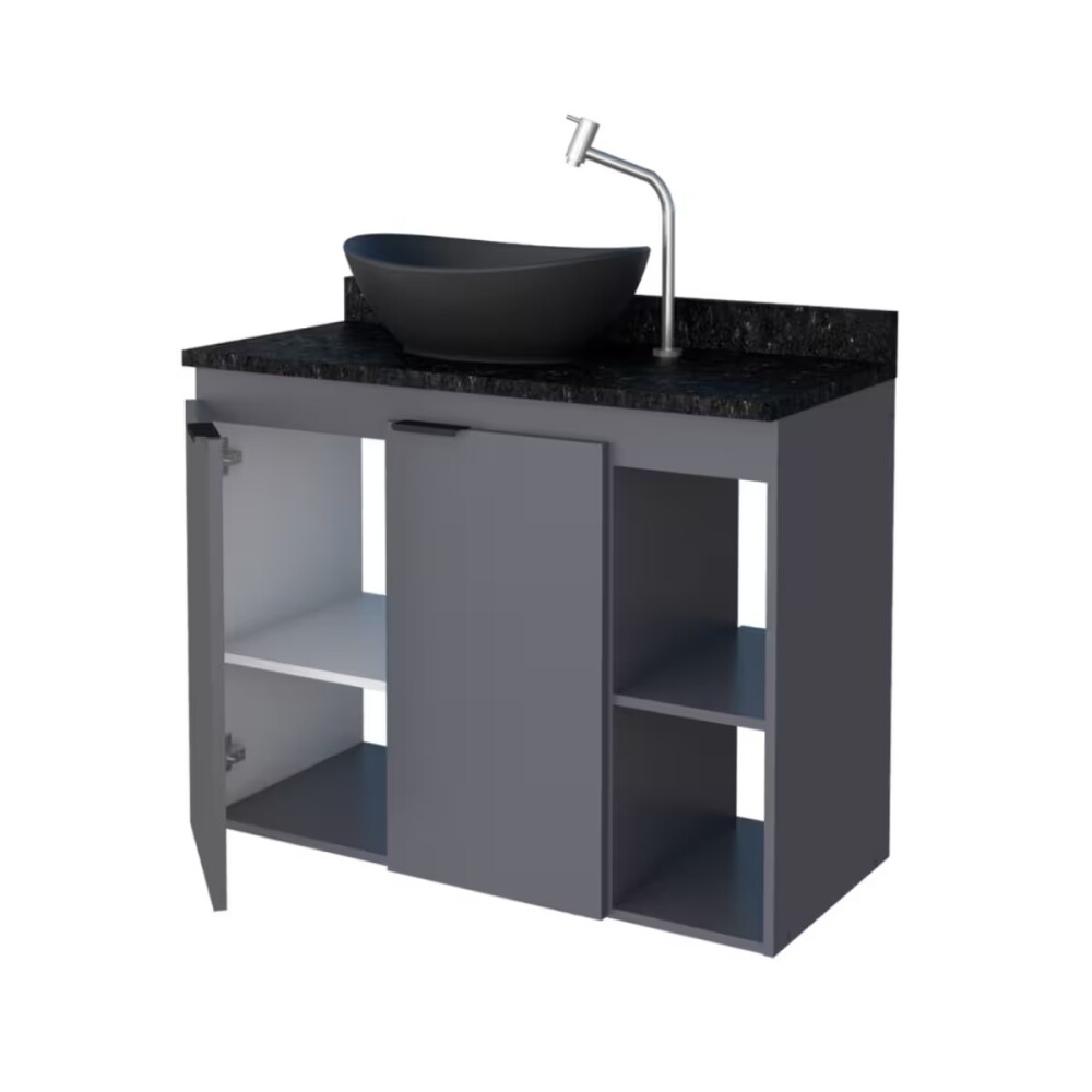 Mueble de baño suspendido Aster Gris 80 cm mesada granito sin bacha Mueble De Baño Suspendido Aster Gris 80 Cm Mesada Granito Sin Bacha