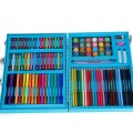 Valija infantil 128 Piezas Marcadores Lápices Crayones Madera Celeste
