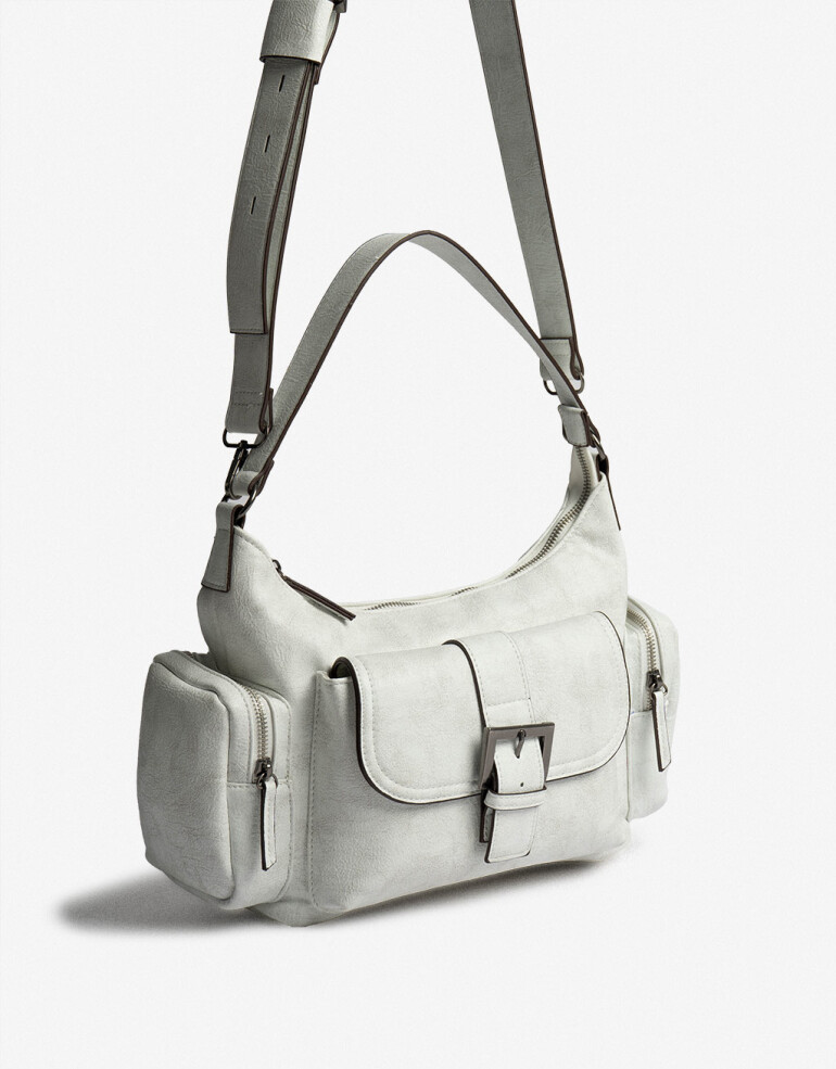 City Cartera Formato Baguette - Blanco Crudo