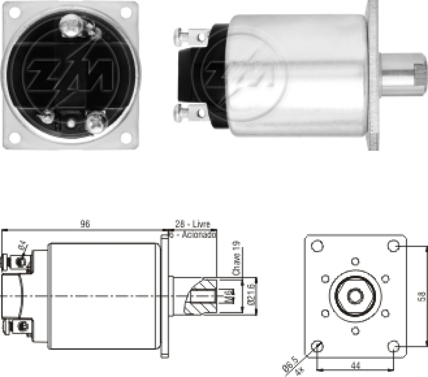 AUTOMATICO DE ARRANQUE - SOLENOIDE CORTE 12V MWM ZM 