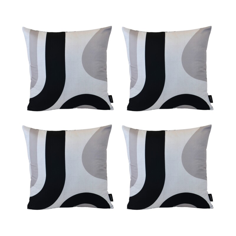 Set x4 funda de almohadones lisa 43 x 43 cm RAYAS NEGRO Y GRIS
