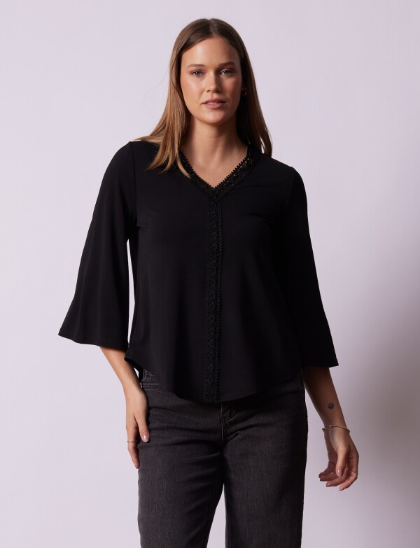 Blusa Crochet NEGRO