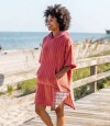 Bata Poncho Velour Estampadas 100 X 90 Cm Rayas Coral