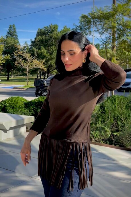Buzo con flecos Fatima Marrón