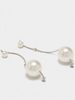Pendientes Largos De Perlas plateado