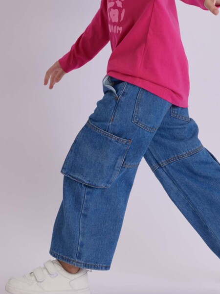 Pantalón de jean cargo Azul