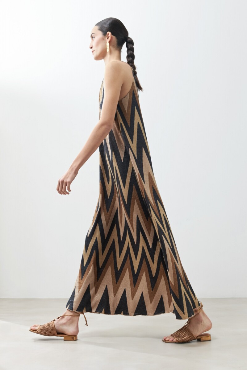 Vestido zig-zag tostado