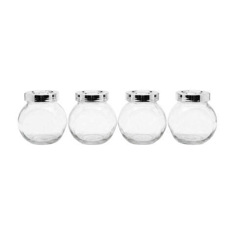 SET FRASCO VIDRIO C/TAPA PLATA 190ML 4PZAS Unica