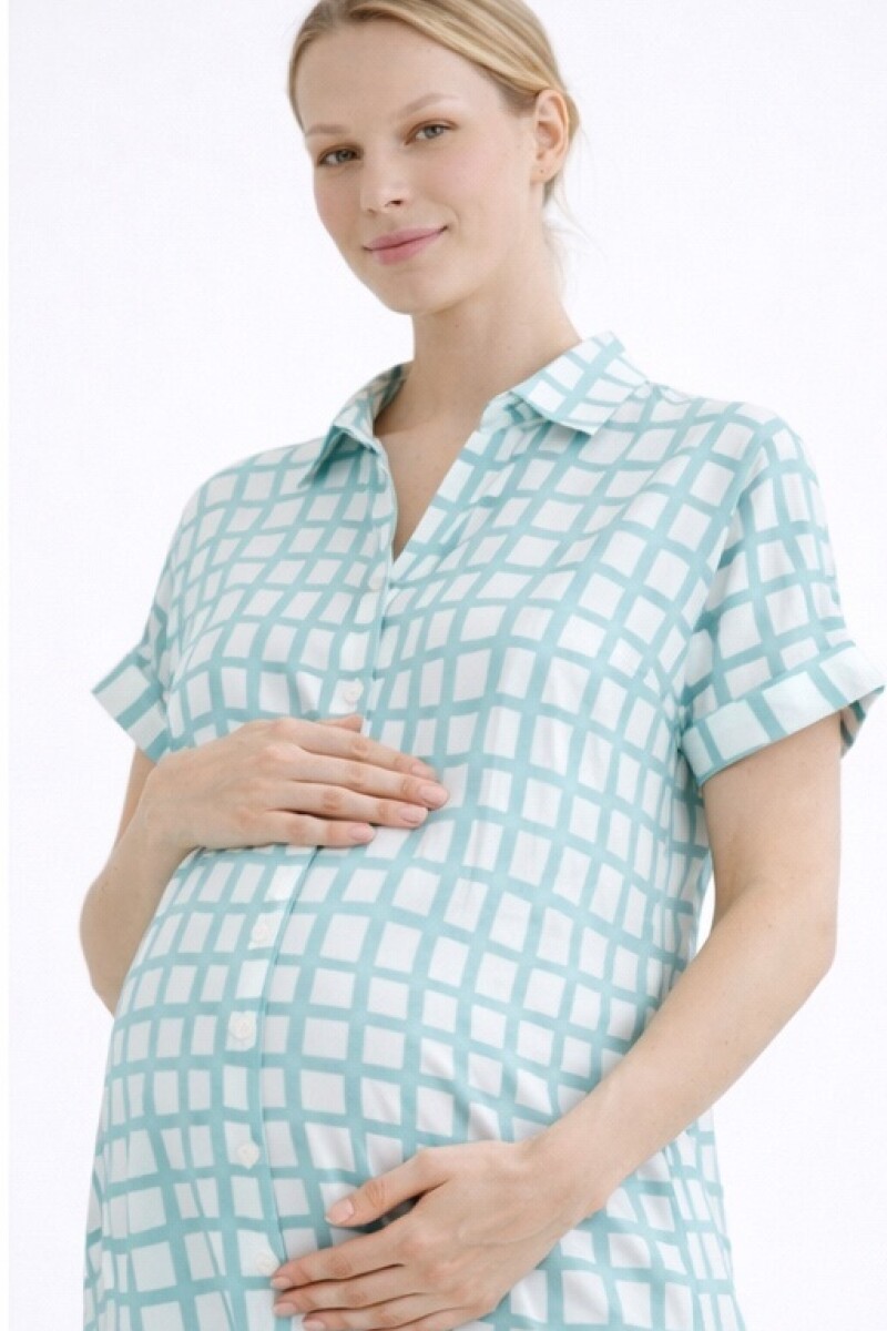 Camisa Maternal Pupa – Viscosa suave con bolsillos prácticos Estampa Verde