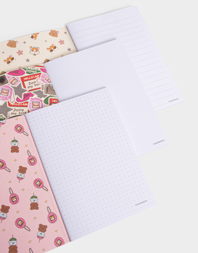 Anotadores Cuadernos y Memos Set De 3 Cuadernos A6 Cosidos De Papel Entelado - Combinacion Multicolor