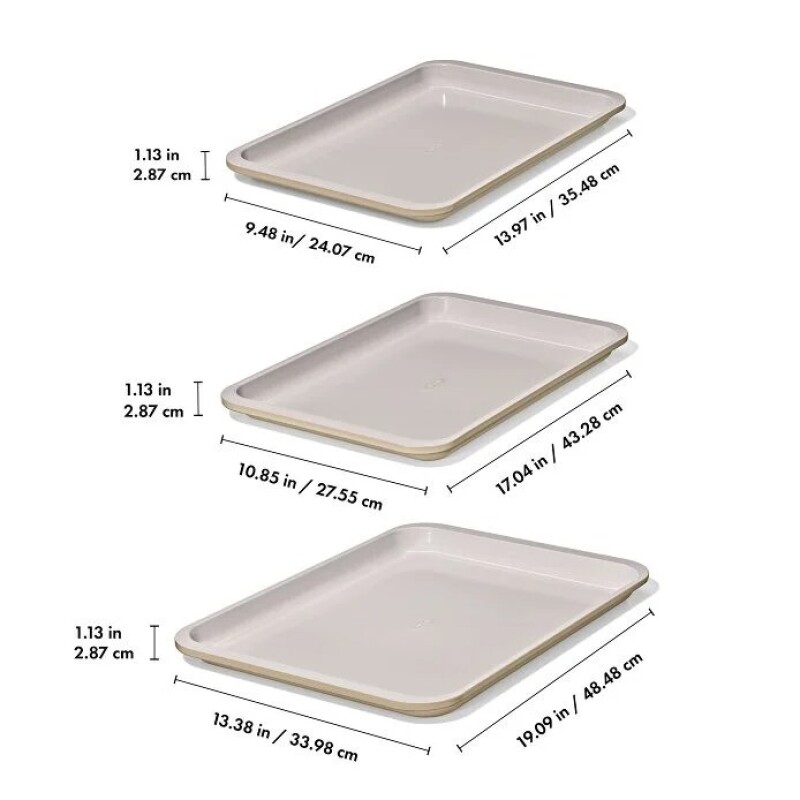 Juego de 3 asaderas rectangulares de metal con revestimiento cerámico antiadherente - OXO - PON1142330 Juego de 3 asaderas rectangulares de metal con revestimiento cerámico antiadherente - OXO - PON1142330