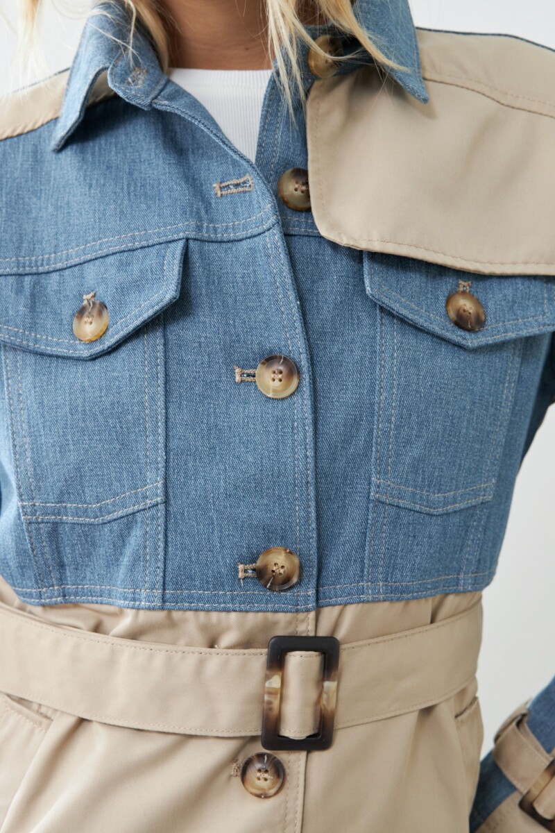 Trench bicolor jean medio