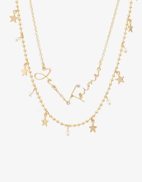 Collares Cortos Strass Collar Layer Je T'aime - Dorado
