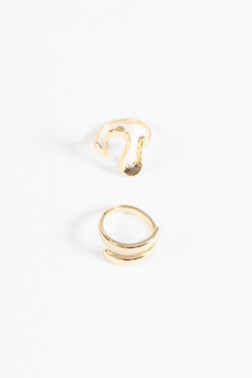 Set anillos ondas dorado