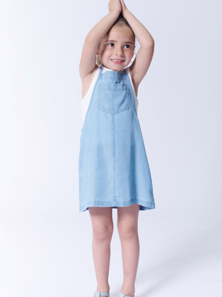 Vestido con bolsillos tencel Celeste