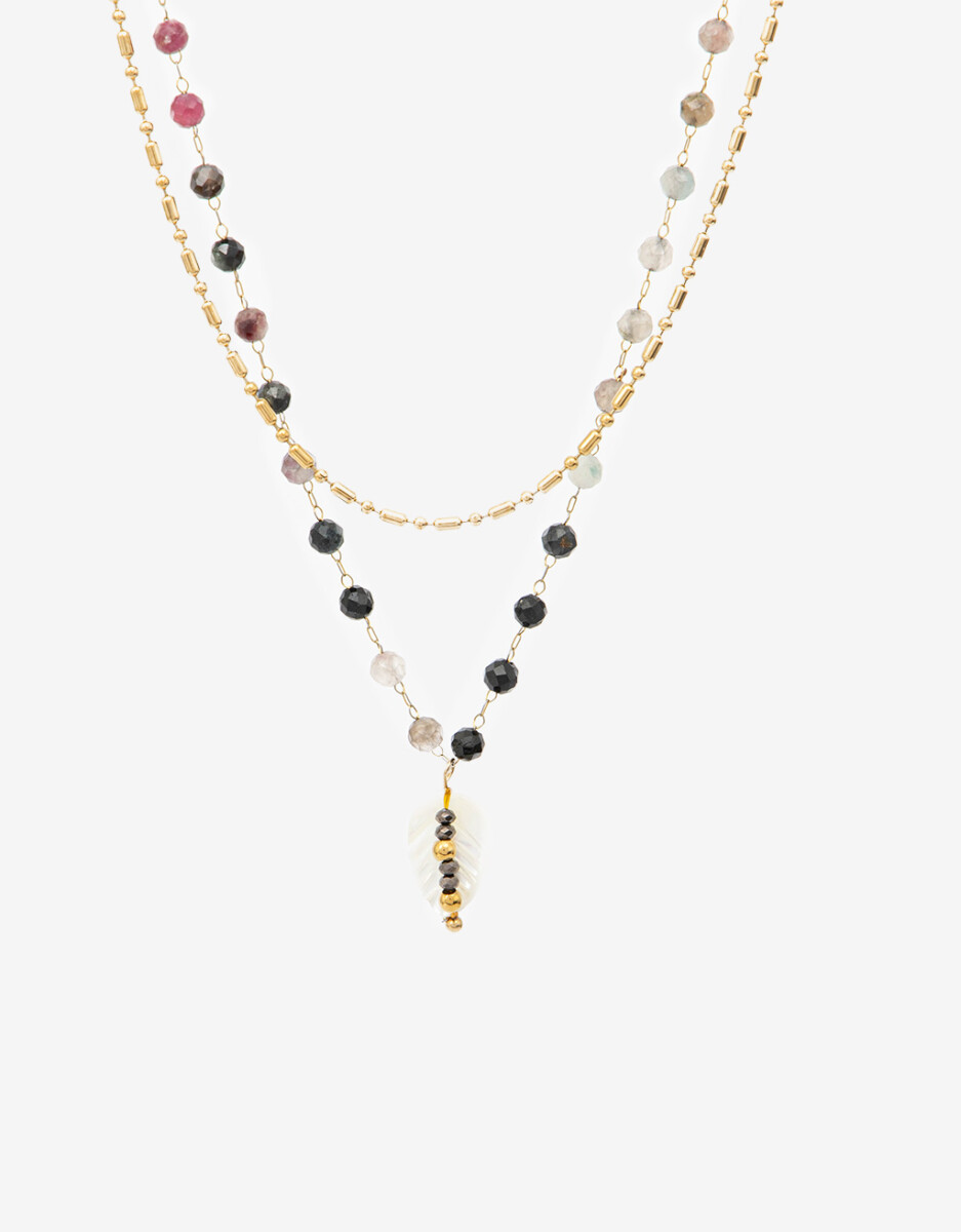Set De Collares Acero Y Piedras 