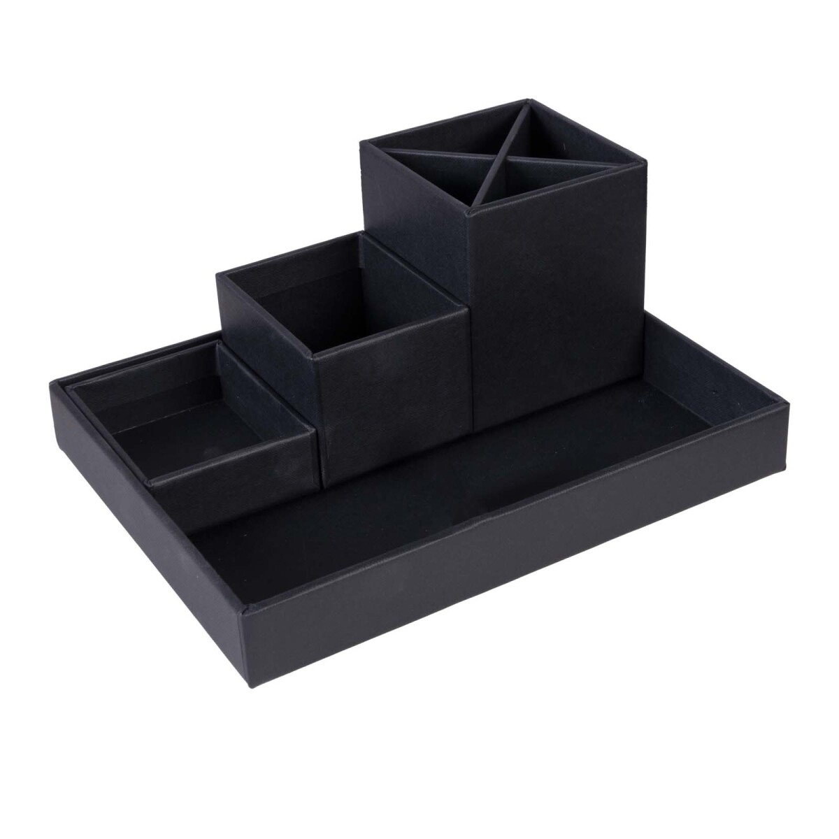 ORG ESCRITORIO 4 PIEZAS - PAPEL NEGRO LENA 