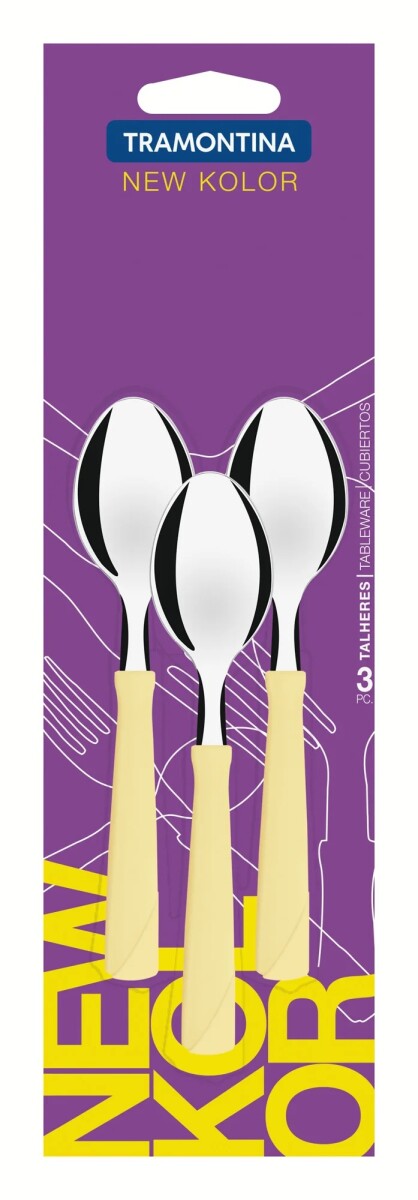 JUEGO 3 CUCHARAS TE NEW KOLOR CREMA - TRAMONTINA - 23167/330 