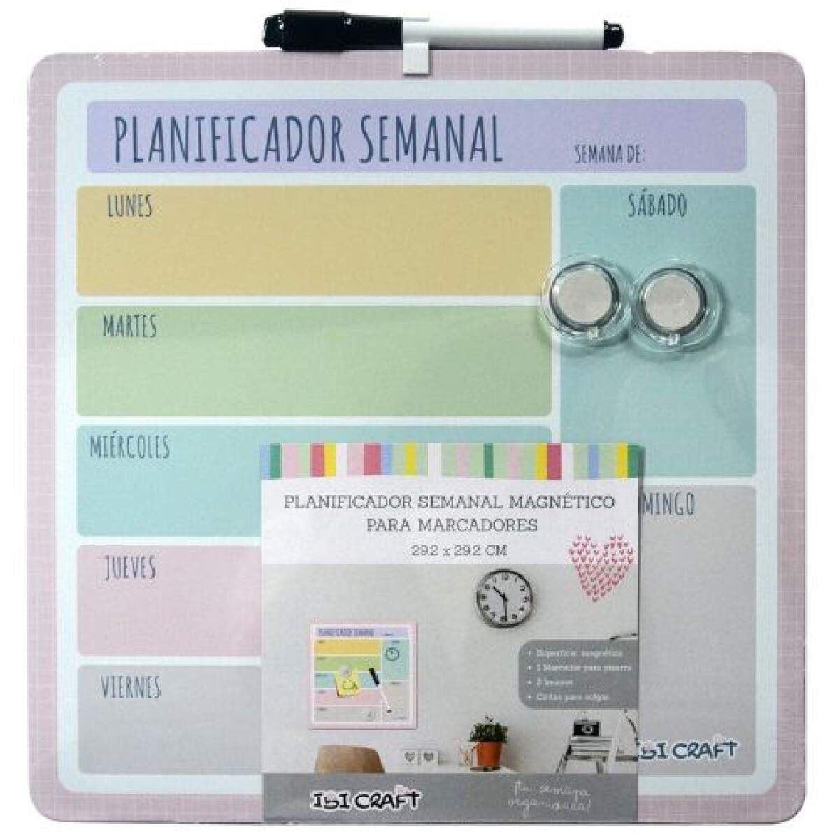 Pizarra Planificadora semanal ibi craft Magnetica - Pizarra Planificadora Semanal Ibi Craft Magnetica 